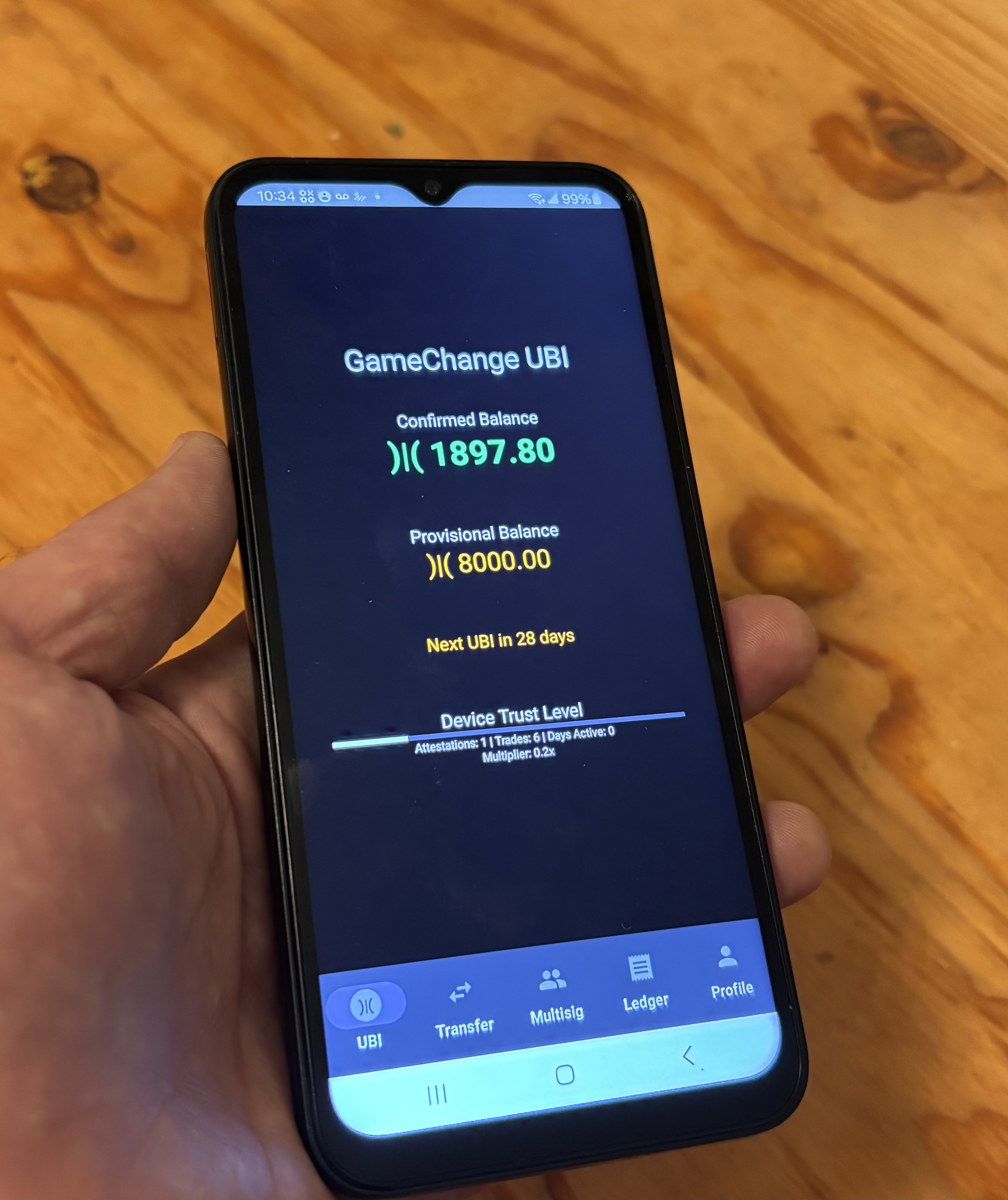 GameChange UBI app on phone